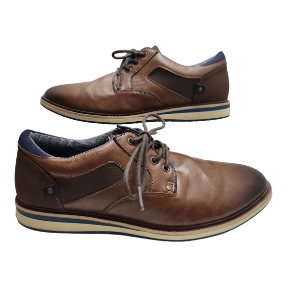 Sonoma Roscoe Mens Size 10 M  Cognac Brown Lace Up Dress/ Casual Shoe - Picture 1 of 10
